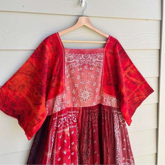 Handmade Earthy Voluminous Maxi Bandana Dress SKU 02265 Red Rose - Picture 16 of 16